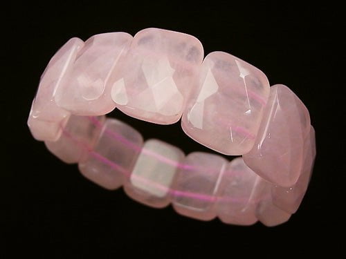 1strand $17.99! Rose Quartz AA ++ 2 holes Faceted Rectangle 20 x 15 x 7 mm 1 strand (Bracelet)