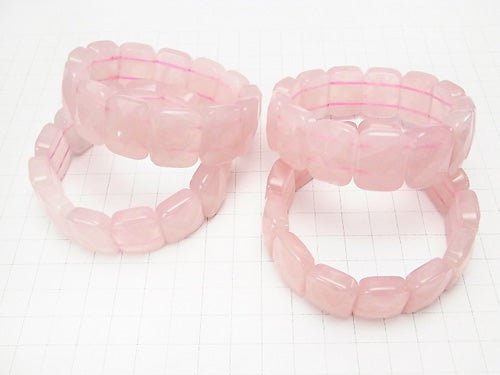 1strand $17.99! Rose Quartz AA ++ 2 holes Faceted Rectangle 20 x 15 x 7 mm 1 strand (Bracelet)