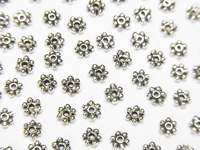 Silver 925 Rondelle Daisy 4x4x1mm Oxidized Finish 10pcs