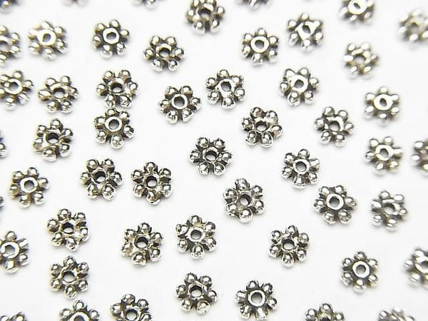 Silver925 Roundel Daisy 4x4x1mm Oxidized Finish 10pcs