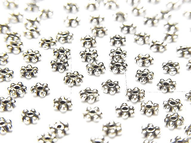 Silver925 Roundel Daisy4x4x1mm Oxidized Finish 10pcs