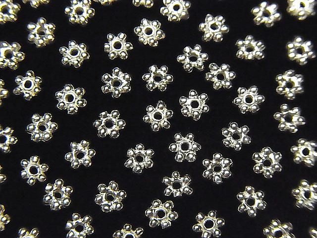 Silver925 Rondelle Daisy 4x4x1mm White Silver 10pcs