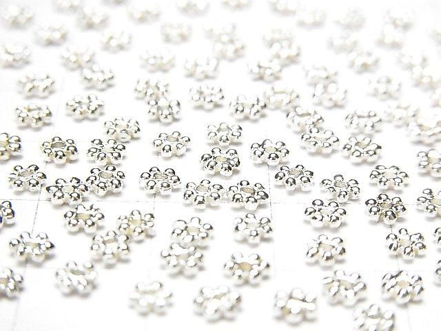 Silver925 Rondelle Daisy 4x4x1mm White Silver 10pcs