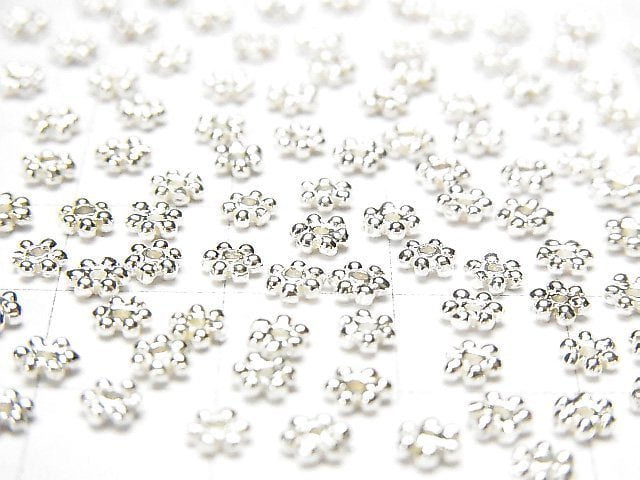 Silver925 Roundel Daisy 4x4x1mm White Silver 10pcs