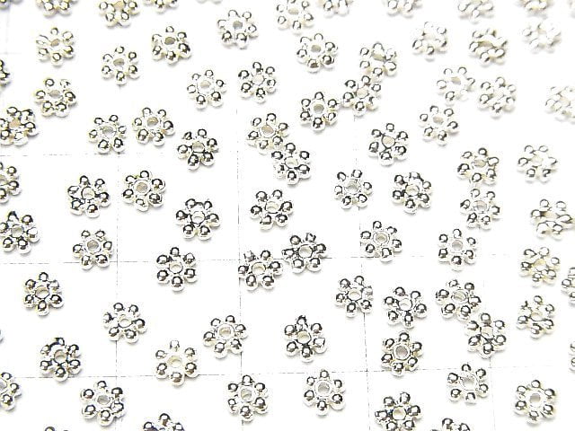 Silver925 Roundel Daisy 4x4x1mm White Silver 10pcs