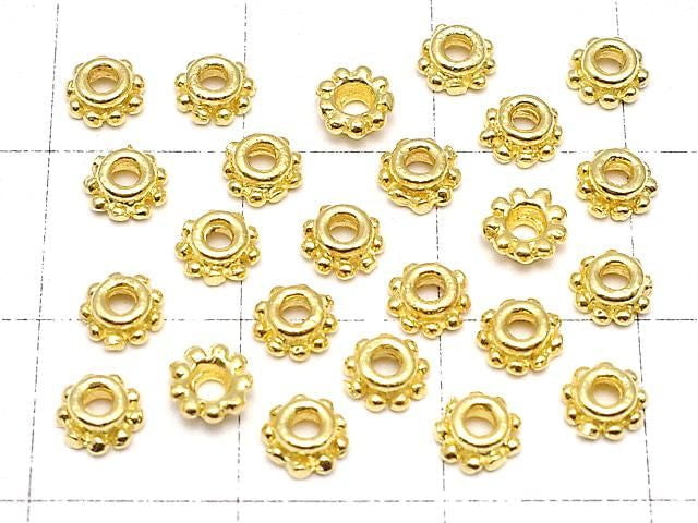 Silver 925 Bead Caps 4x4x2mm 18KGP 4pcs