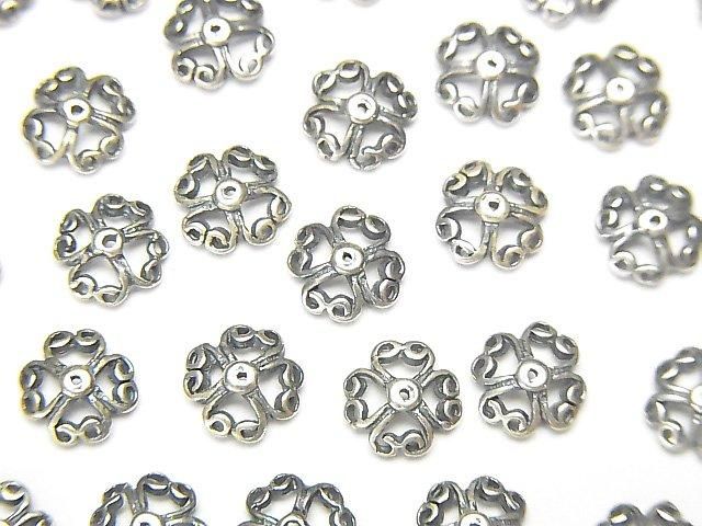 Silver 925 Bead Caps 6x6x2mm Oxidized Finish 10pcs