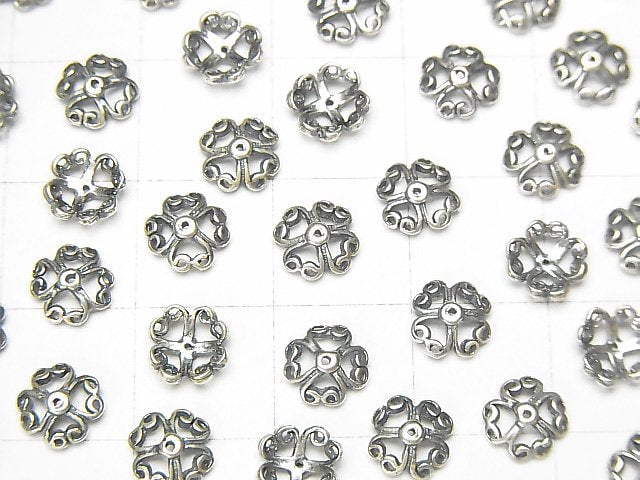 Silver 925 Bead Caps 6x6x2mm Oxidized Finish 10pcs