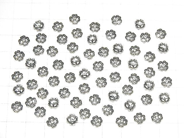 Silver925 Bead cap 6 x 6 x 2 mm Oxidized Finish 10 pcs