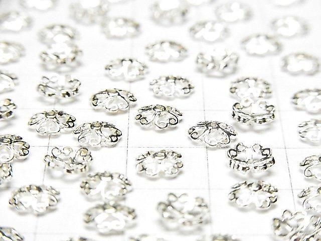 925 純銀串珠帽 6x6x2毫米 白銀 4個