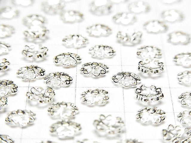 Silver925 Bead cap 6 x 6 x 2 mm white silver 10 pcs