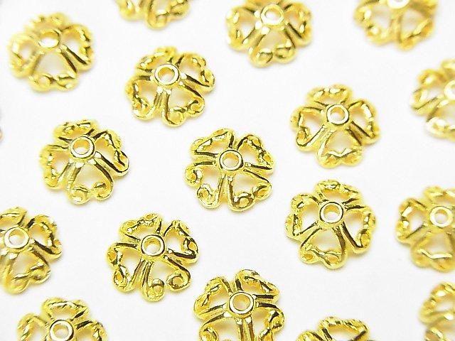 Silver 925 Bead Caps 7x7x3mm 18KGP 4pcs