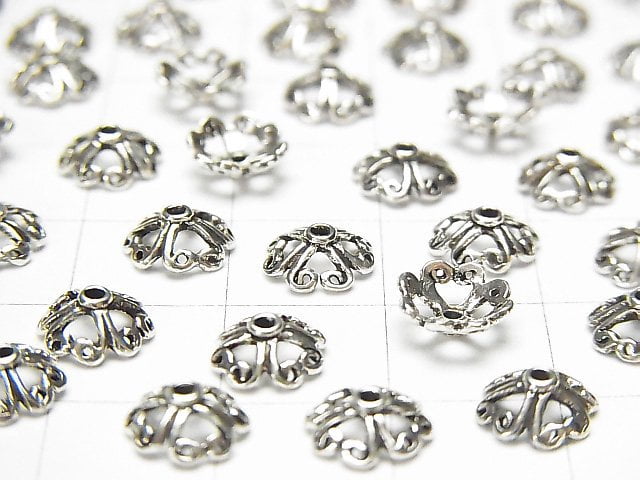 Silver925 Bead cap 7x7x3mm Oxidized Finish 4pcs