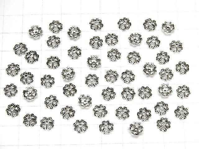 Silver 925 Bead Caps 7x7x3mm Oxidized Finish 4pcs