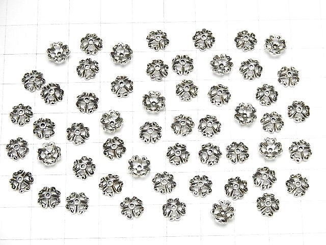 Silver925 Bead cap 7x7x3mm Oxidized Finish 4pcs