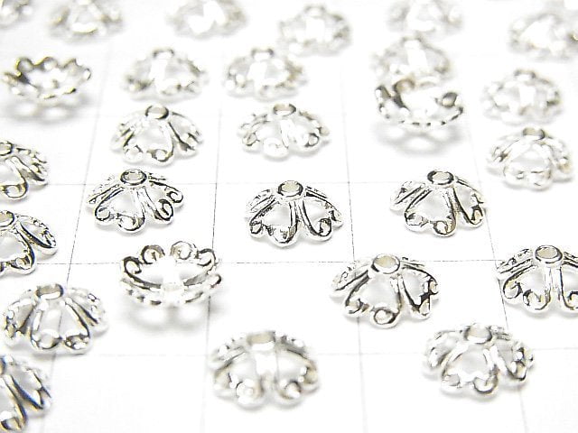 Silver925 Bead cap 7x7x3mm White Silver 4pcs