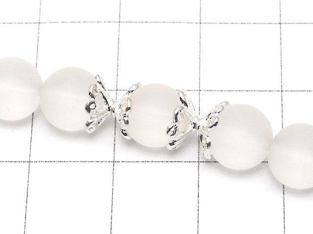 Silver925 Bead cap 7x7x3mm White Silver 4pcs