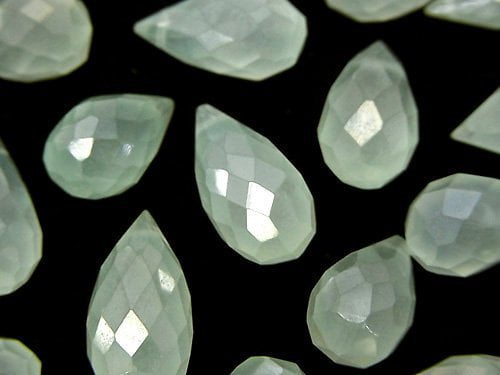 Chalcedony, Drop, Faceted Briolette Gemstone Beads