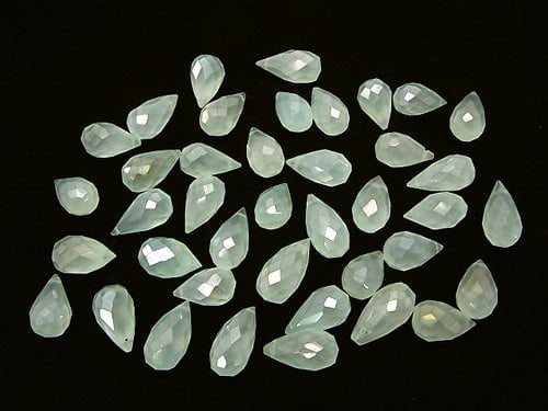 High Quality pastel green color Chalcedony AAA Drop Faceted Briolette coating 10 pcs