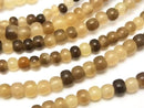 Buffalo Horn Semi-Round 4.5mm Beige x Brown 1-Strand Beads (approx. 15 inches/38 cm)