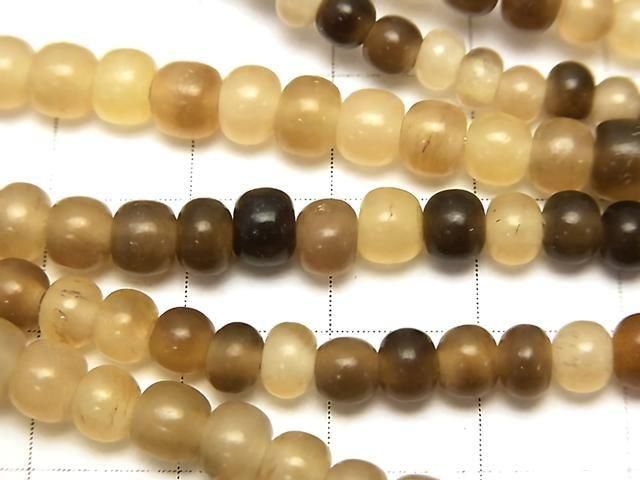 Buffalo Horn Semi-Round 4.5mm Beige x Brown 1-Strand Beads (approx. 15 inches/38 cm)
