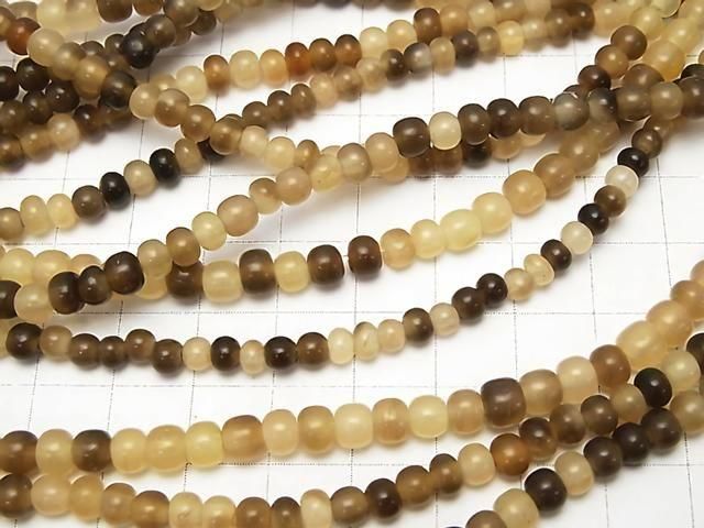 Buffalo Horn Semi-Round 4.5mm Beige x Brown 1-Strand Beads (approx. 15 inches/38 cm)