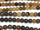 Buffalo Horn Semi Round 8mm Beige x Brown half or 1strand beads (aprx.15inch/38cm)