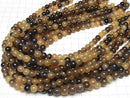 Buffalo Horn Semi Round 8mm Beige x Brown half or 1strand beads (aprx.15inch/38cm)