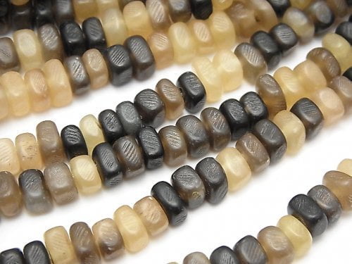 1strand $3.79! Buffalo Horn Small Nugget (Chips) Beige x Brown 1strand (aprx.15inch / 36cm)