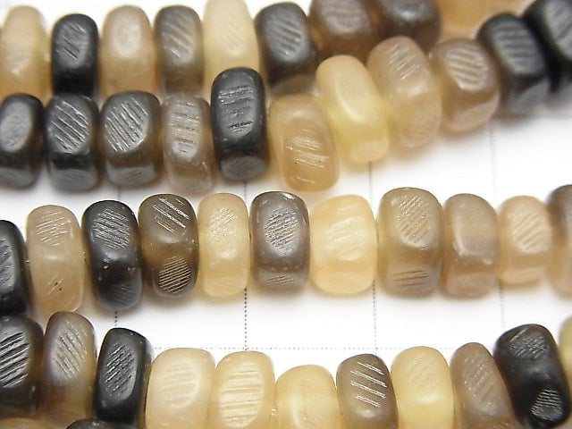 1strand $3.79! Buffalo Horn Small Nugget (Chips) Beige x Brown 1strand (aprx.15inch / 36cm)