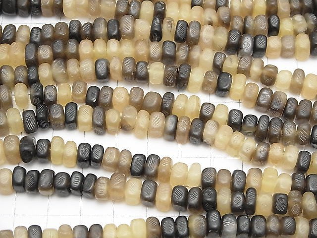 1strand $3.79! Buffalo Horn Small Nugget (Chips) Beige x Brown 1strand (aprx.15inch / 36cm)