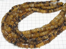 Buffalo Horn Square - Rectangle Rondelle Beige x Brown 1 strand beads (aprx.15inch/38cm)