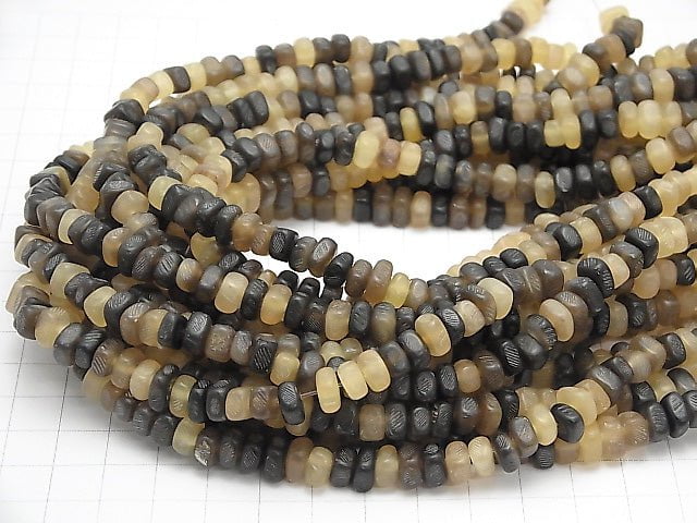 1strand $3.79! Buffalo Horn Small Nugget (Chips) Beige x Brown 1strand (aprx.15inch / 36cm)