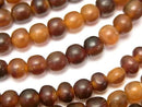 Buffalo Horn Semi Round 6-7mm Brown half or 1strand beads (aprx.15inch/38cm)