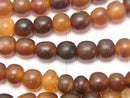 Buffalo Horn Semi Round 6-7mm Brown half or 1strand beads (aprx.15inch/38cm)