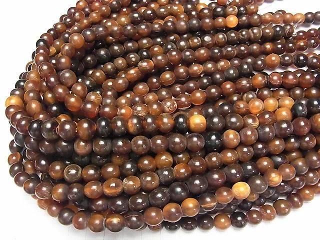 Buffalo Horn Semi-Round 9-10mm Brown Half or 1-Strand Beads (approx. 15 inches/38 cm)
