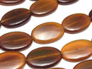 Buffalo Horn Flat Oval 25x17x5mm Brown half or 1strand beads (aprx.14inch/34cm)