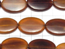 Buffalo Horn Flat Oval 25x17x5mm Brown half or 1strand beads (aprx.14inch/34cm)