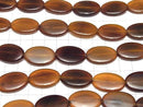 Buffalo Horn Flat Oval 25x17x5mm Brown half or 1strand beads (aprx.14inch/34cm)