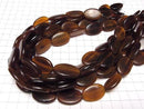 Buffalo Horn Flat Oval 25x17x5mm Brown half or 1strand beads (aprx.14inch/34cm)