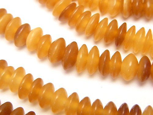 1strand $8.79! Buffalo Horn Roundel 8x8x4 Brown - Yellow 1strand (aprx.15inch / 37cm)