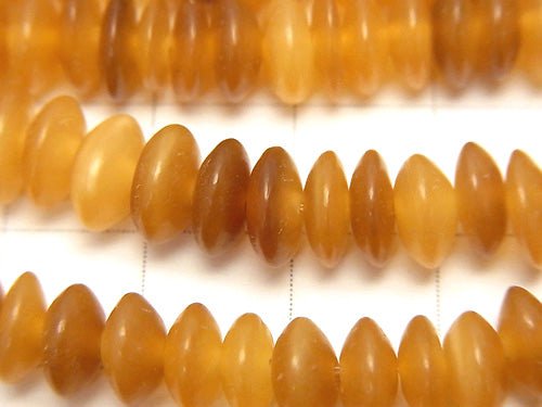 1strand $8.79! Buffalo Horn Roundel 8x8x4 Brown - Yellow 1strand (aprx.15inch / 37cm)