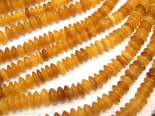 1strand $8.79! Buffalo Horn Roundel 8x8x4 Brown - Yellow 1strand (aprx.15inch / 37cm)