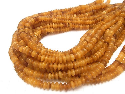 1strand $8.79! Buffalo Horn Roundel 8x8x4 Brown - Yellow 1strand (aprx.15inch / 37cm)