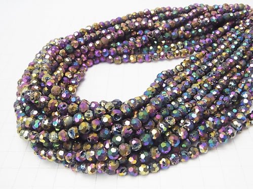 High Quality! Druzy Agate Faceted Round 6 mm metallic coating half or 1 strand beads (aprx.15 inch / 37 cm)