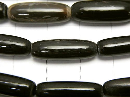 Buffalo Horn Rice 18x6x6mm Black half or 1strand beads (aprx.15inch/36cm)