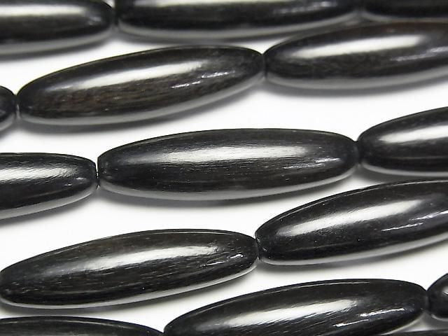 Buffalo Horn Rice, 30x8x8mm, Black, 1-strand beads (approx. 15 inches/36 cm)