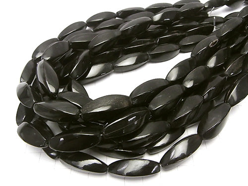 1strand $9.79! Buffalo Horn 4Faceted Twist Faceted Rice 25x10x10 Black 1strand beads (aprx.15inch / 37cm)