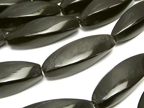 Buffalo Horn 4-Faceted Twist Faceted Rice, 35x12x12mm, Black, Half or 1-Strand Beads (approx. 13 inches/32 cm)