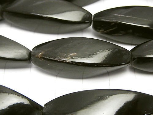 Buffalo Horn 4 Faceted Twist Faceted Rice 35 x 12 x 12 black half or 1 strand beads (aprx. 13 inch / 32 cm)